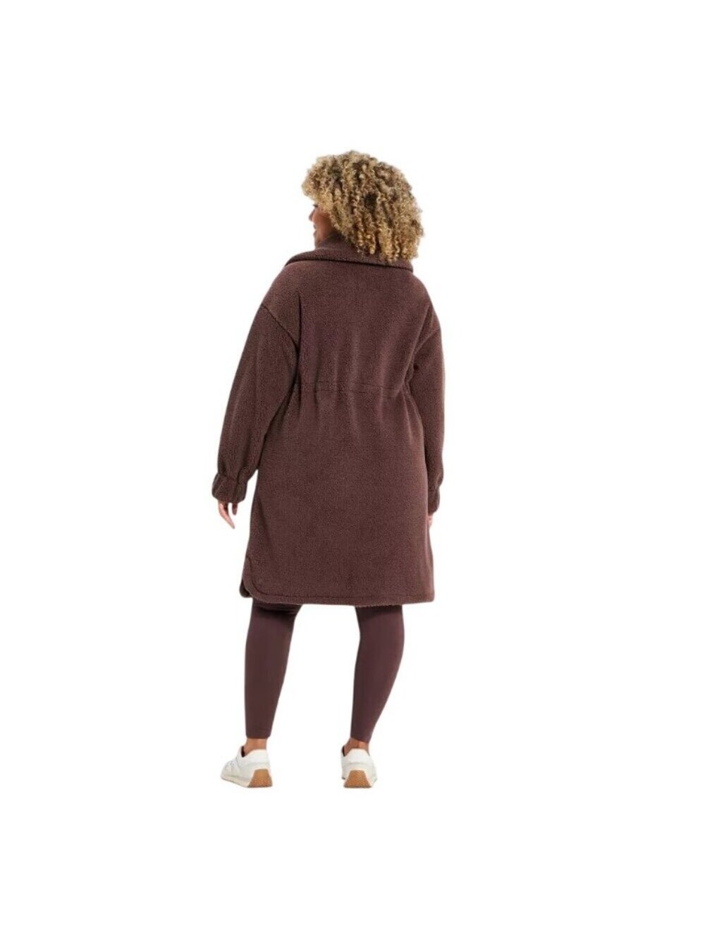 NEW All In Motion High-Pile Fleece Full-Zip Drawstring Jacket Coat Brown 2XL - Picture 4 of 12